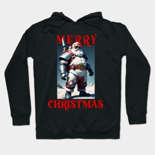 Cool Armed Santa. Merry Christmas Hoodie